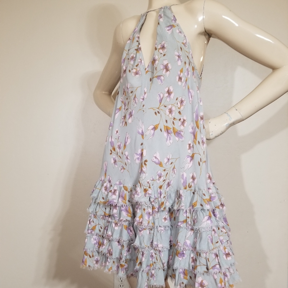 Free People Light Green Floral Beautiful Dress.